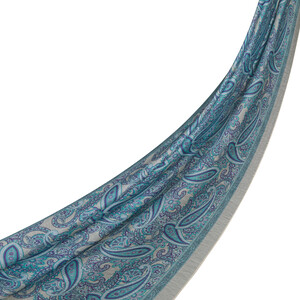 Water Green Mezopotamya Model 01 Print Tencel Scarf - Thumbnail
