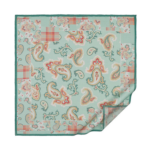 Water Green Patchwork Patterned Tencel Scarf