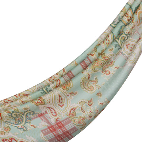 Water Green Patchwork Print Tencel Scarf