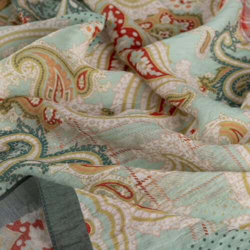 Water Green Patchwork Print Tencel Scarf