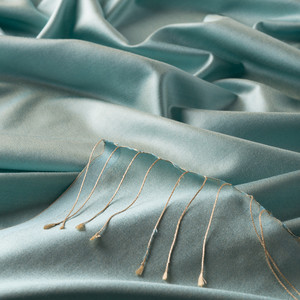 Water Green Plain Silk Scarf - Thumbnail