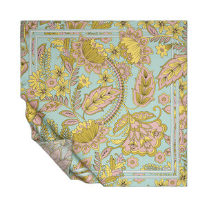Water Green Rebel Ivy Twill Silk Scarf - Thumbnail