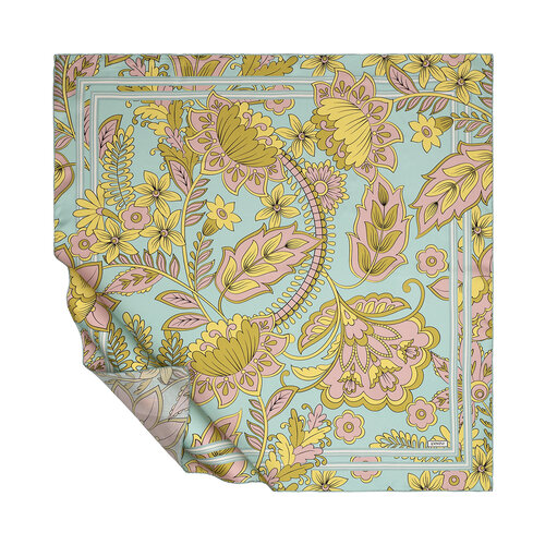 Water Green Rebel Ivy Twill Silk Scarf