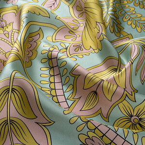 Water Green Rebel Ivy Twill Silk Scarf - Thumbnail