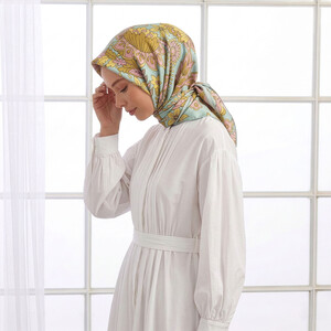 Water Green Rebel Ivy Twill Silk Scarf - Thumbnail