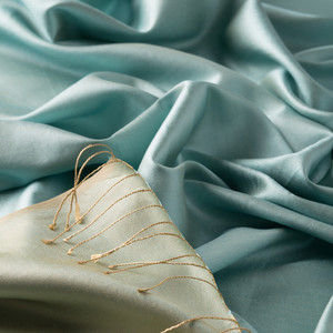 Water Green Reversible Silk Scarf - Thumbnail
