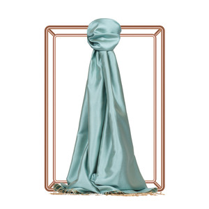 Water Green Reversible Silk Scarf - Thumbnail