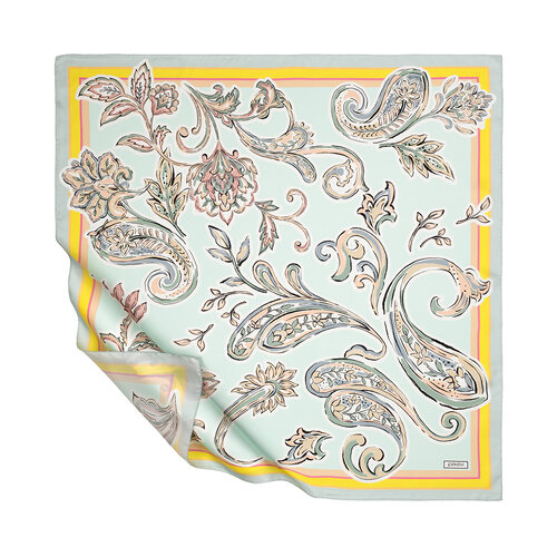 Water Green Spring Buta Twill Silk Scarf