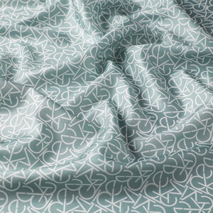 Water Green Typo Monogram Silk Twill Scarf - Thumbnail