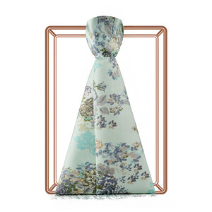 ipekevi - Water Green Waterside Garden Printed Silk Shawl