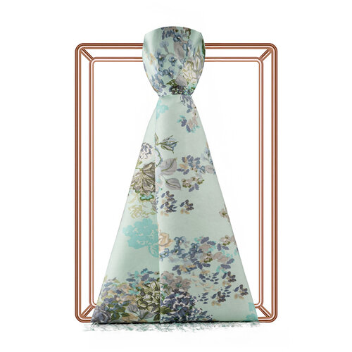Water Green Waterside Garden Printed Silk Shawl