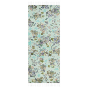 Water Green Waterside Garden Printed Silk Shawl - Thumbnail
