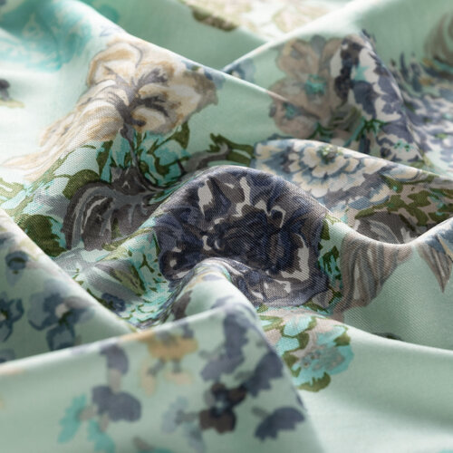 Water Green Waterside Garden Printed Silk Shawl