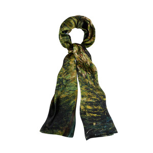 Water Lilies and Japanese Bridge Satin Silk Scarf - Thumbnail