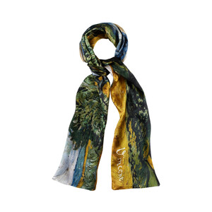 Wheat Field with Cypresses Satin Silk Scarf - Thumbnail