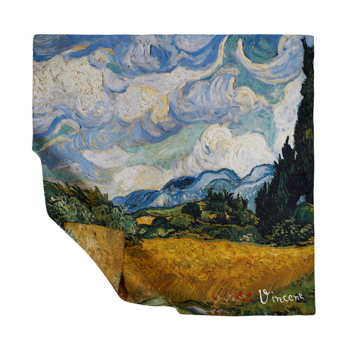 Wheat Field with Cypresses Silk Twill Scarf