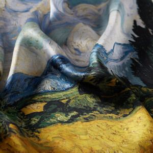 Wheat Field with Cypresses Silk Twill Scarf - Thumbnail