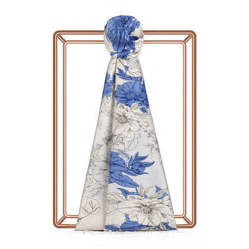 White Azalea Print Silk Scarf