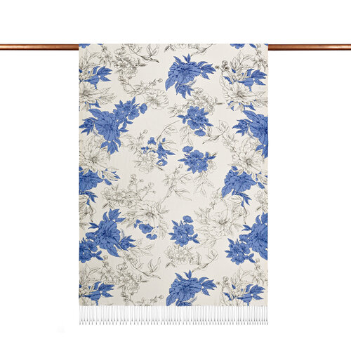 White Azalea Print Silk Scarf