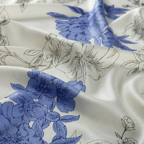 White Azalea Print Silk Scarf