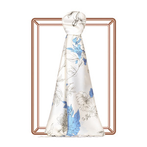 White Azalea Print Silk Scarf - Thumbnail