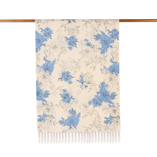 White Azalea Print Silk Scarf