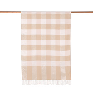 ipekevi - White Beige Buffalo Checked Silk Scarf (1)