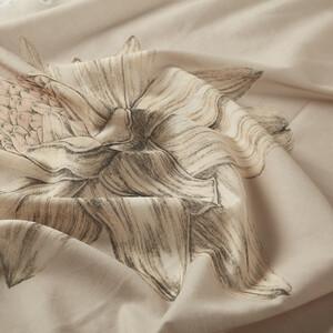 ipekevi - White Beige Ginger Flower Cotton Scarf (1)