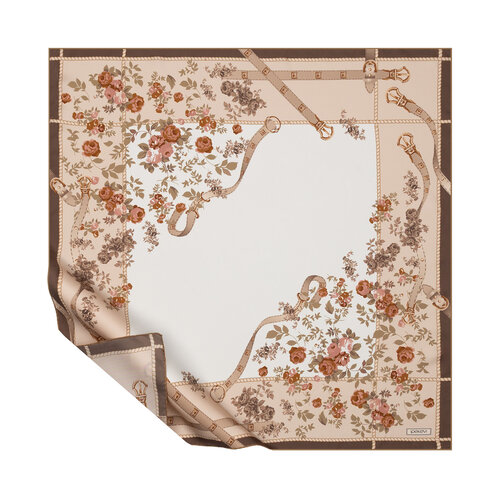 White Beige Spring Trip Twiil Silk Scarf