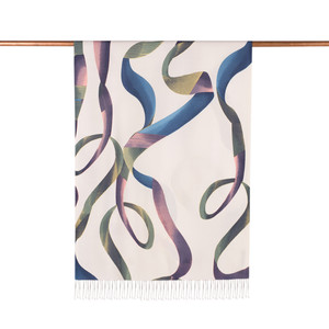 White Betta Print Silk Scarf - Thumbnail