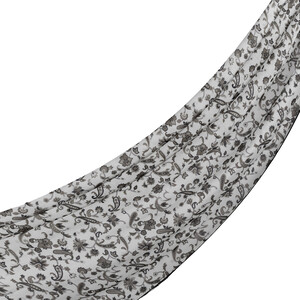 White Black Eastern Garden Cotton Scarf - Thumbnail