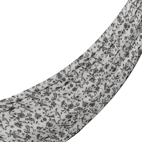 White Black Eastern Garden Cotton Scarf