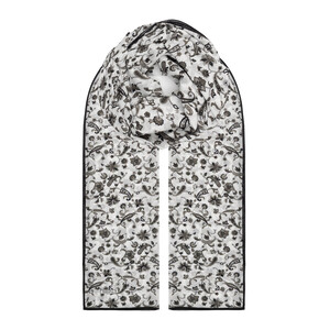White Black Eastern Garden Cotton Scarf - Thumbnail