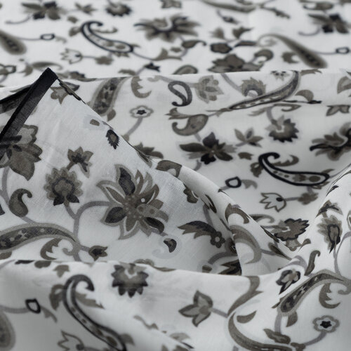 White Black Eastern Garden Cotton Scarf
