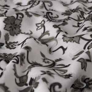 ipekevi - White Black Eastern Garden Cotton Scarf (1)