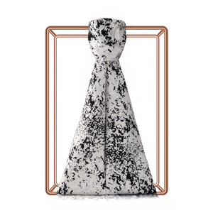 ipekevi - White Black Marble Print Silk Scarf