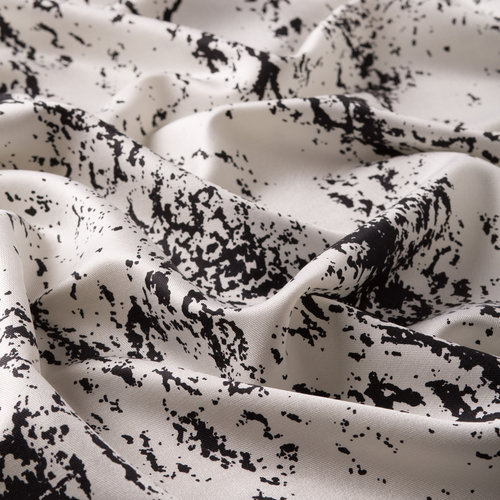 White Black Marble Print Silk Scarf