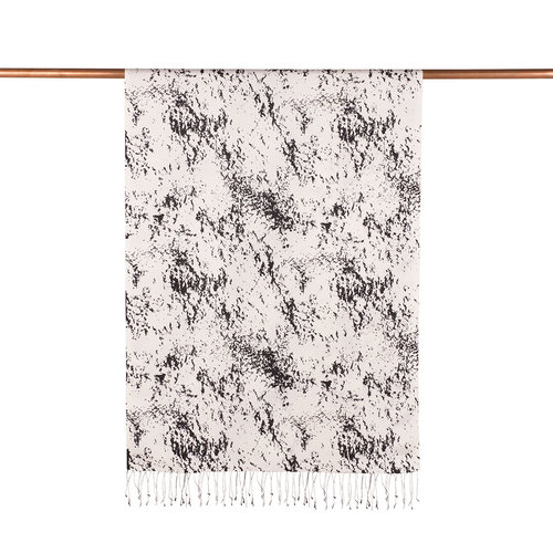 White Black Marble Print Silk Scarf