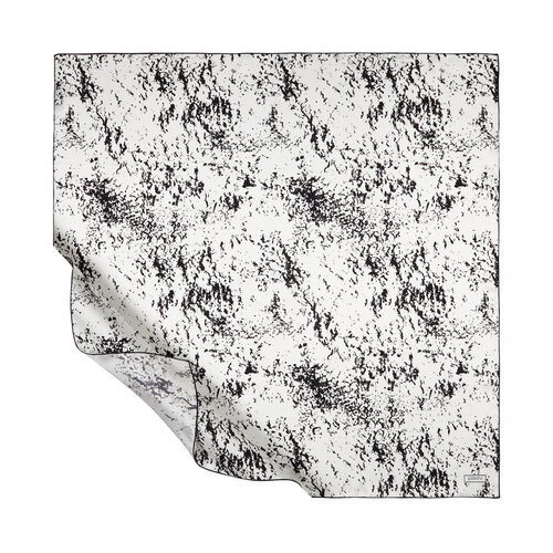 White Black Marble Print Silk Twill Scarf