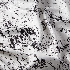 ipekevi - White Black Marble Print Silk Twill Scarf (1)