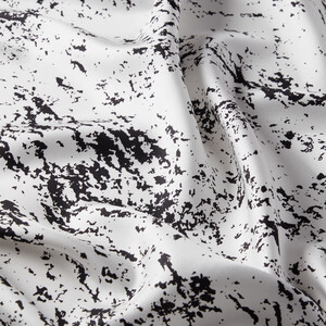 White Black Marble Print Silk Twill Scarf - Thumbnail