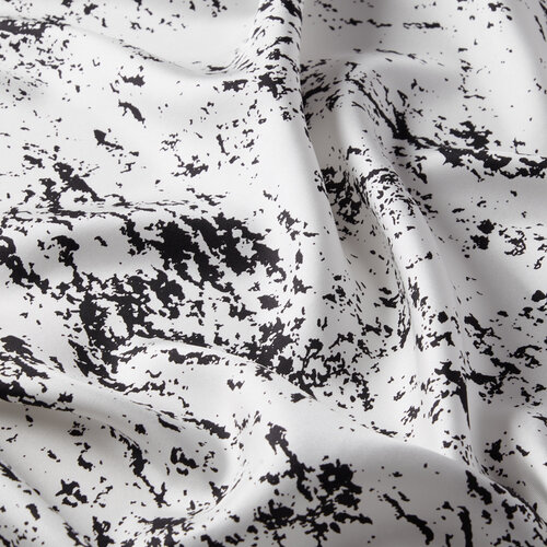White Black Marble Print Silk Twill Scarf