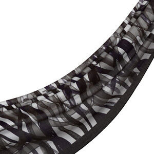 ipekevi - White Black Mono Wave Print Tencel Scarf