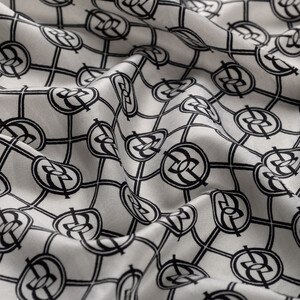 White Black Monogram Silk Scarf - Thumbnail