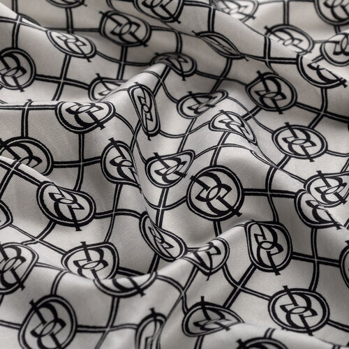 White Black Monogram Silk Scarf