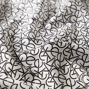 White Black Typo Monogram Silk Twill Scarf - Thumbnail
