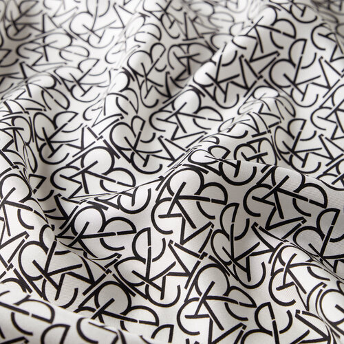 White Black Typo Monogram Silk Twill Scarf