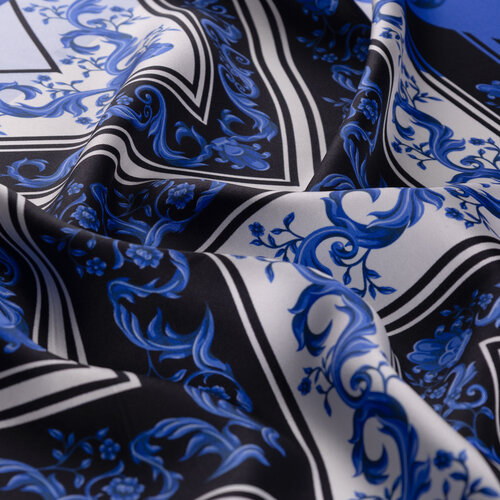 White Blue Duchess Twill Silk Scarf