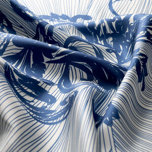 ipekevi - White Blue Lacy Marigold Twill Silk Scarf (1)