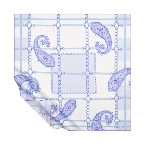 White Blue Sahara Wild Twill Silk Scarf